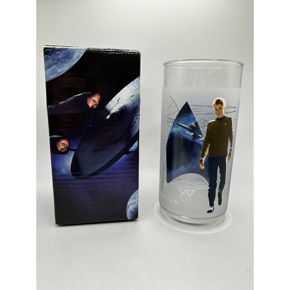 Star Trek Captain Kirk Chris Pine Collectable Movie Promotion Glass 6" Box 2008